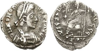 Westgotische Münze mit dem Portrait eines unbekannten Herrschers (um 415)