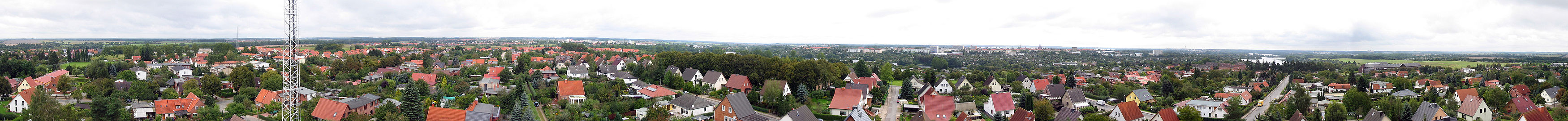360° Panoramabild Schwerins, gesehen vom Wasserturm im Stadtteil Neumühle