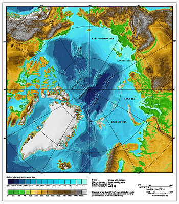 Bathymetrische Karte des Arktischen Ozeans