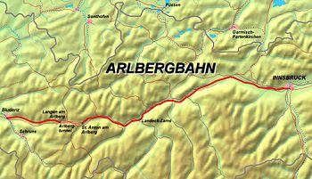 Karte der Arlbergbahn