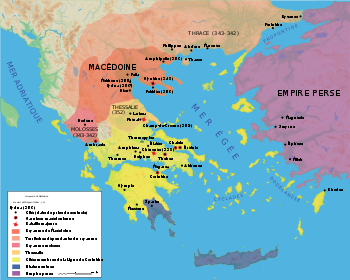 Karte Griechenlands zur Zeit Philipps II.