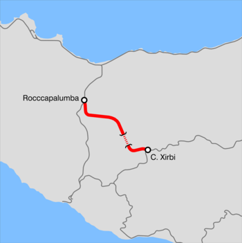 Strecke der Bahnstrecke Roccapalumba–Caltanissetta Xirbi