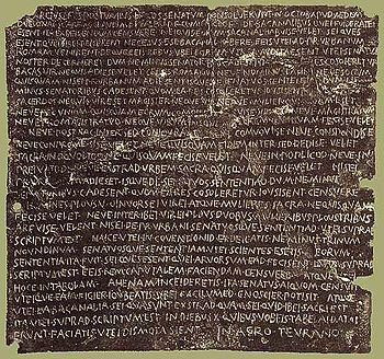 Bronzetafel mit dem Text des Senatus consultum de Bacchanalibus