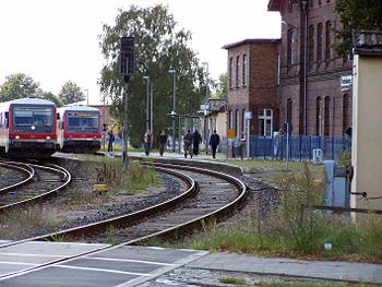 Ausfahrt des Bahnhofs Perleberg