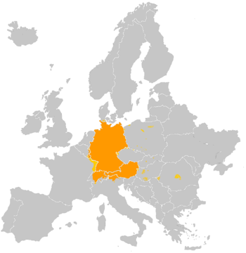 Orange: Amtssprache; gelb: Verkehrsprache