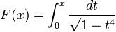 F(x) = \int_0^x\frac{dt}{\sqrt{1-t^4}}