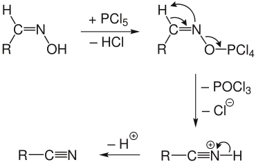 Darstellung organischer Nitrile durch Entwässerung von Aldoximen mit PCl5