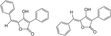 Strukturformeln von cis,trans-Pulvinon