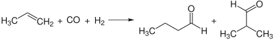 Reaktion von Propen mit Kohlenstoffmonoxid und Wasserstoff zu Butanal und 2-Methylpropanal
