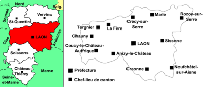 Karte des Arrondissement Laon