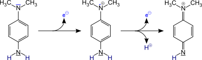 Dimethylphenylendiamine Oxidation.svg