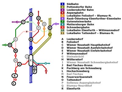 Eisenbahnstrecken im Raum Wiener Neustadt