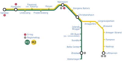 Karte der Kopenhagener Metro