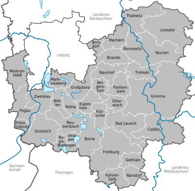 Gebietsaufteilung des Landkreises Leipzig