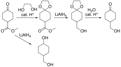 Acetalbildung zum Schutz einer Carbonylgruppe