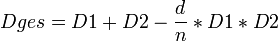 Dges = D1 + D2 - \frac{d}{n} * D1 * D2