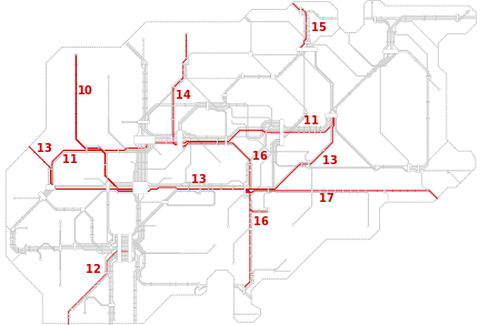 Netzplan der Linien 10 bis 17