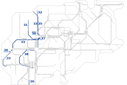 Netzplan der Linien 30 bis 39