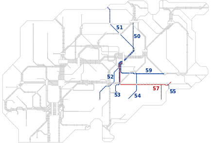 Netzplan der Linien 50 bis 59