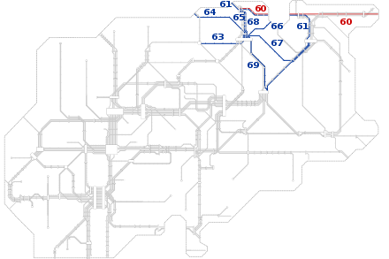 Netzplan der Linien 60 bis 69
