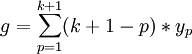 g=\sum\limits_{p=1}^{k+1}(k+1-p)*y_p