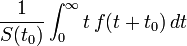 \frac{1}{S(t_0)} \int_0^{\infty} t\,f(t+t_0)\,dt