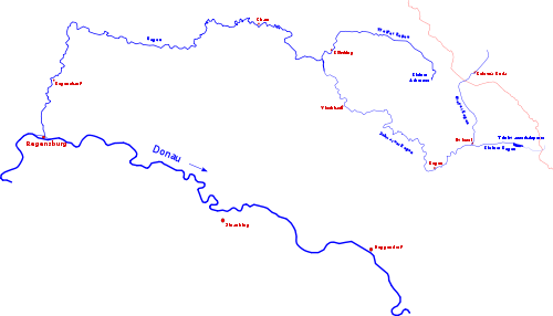 Karte vom Verlauf des Flusses