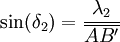  \sin(\delta_2) = \frac{\lambda_2}{\overline {AB'}} 