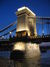 Budapest chain bridge pillar by night.JPG