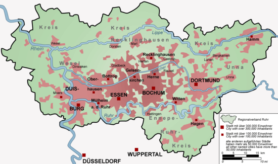 Übersichtskarte des Ruhrgebiets