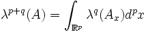 \lambda^{p+q}(A)  = \int_{\mathbb R^p} \lambda^q(A_x) d^p x