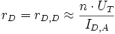 r_D = r_{D,D} \approx \frac{n \cdot U_T}{I_{D,A}}