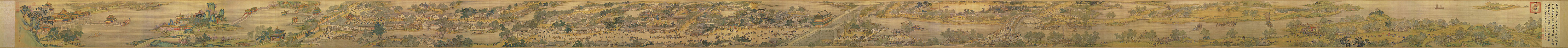 Panorama aus der Qingming-Rolle, aus dem 18. Jahrhundert als Neuauflage eines Originals aus dem 12. Jahrhundert von Zhang Zeduan