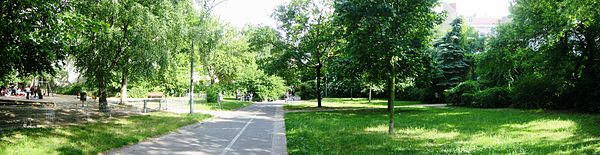 Panoramablick über den Alice-Salomon-Park in Richtung Grunewaldstraße