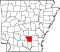 Map of Arkansas highlighting Cleveland County.svg