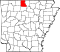 Map of Arkansas highlighting Marion County.svg