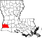 Map of Louisiana highlighting Calcasieu Parish.svg