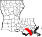 Map of Louisiana highlighting Lafourche Parish.svg