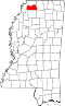 Map of Mississippi highlighting Tate County.svg