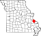 Map of Missouri highlighting Sainte Genevieve County.svg