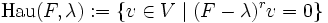 \operatorname{Hau} (F, \lambda) := \{v \in V \mid (F - \lambda)^r v = 0\}