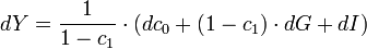  dY = \frac{1}{1-c_1} \cdot (d c_0 + (1-c_1) \cdot d G + d I)