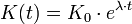 K(t) = K_0 \cdot e^{\lambda \cdot t}
