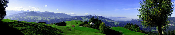 Blick vom Bregenzerwald (Doren) in Richtung Vorarlberger Rheintal