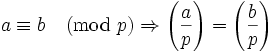 a \equiv b \pmod p \Rightarrow \left(\frac{a}{p}\right) = \left(\frac{b}{p}\right)
