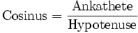 {\rm Cosinus} = \frac{\rm Ankathete}{\rm Hypotenuse}