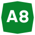 Straßenschild Italien „A8“