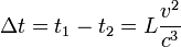 \Delta t = t_1 - t_2 = L \frac{v^2}{c^3}