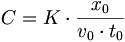 C = K \cdot \frac{x_0}{v_0 \cdot t_0}