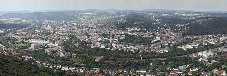 Panoramabild von Marburg. Zusammengesetzt aus 175 Einzelaufnahmen.